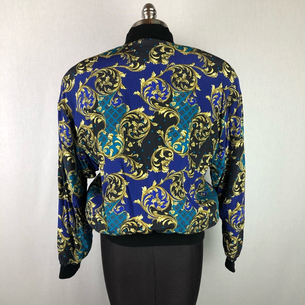 Vintage Sunny Leigh Print Silk Bomber Jacket Small - Picture 4 of 7